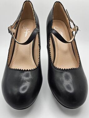 NWB J. Adams Honey Heels In Black Vegan Leather Size 7